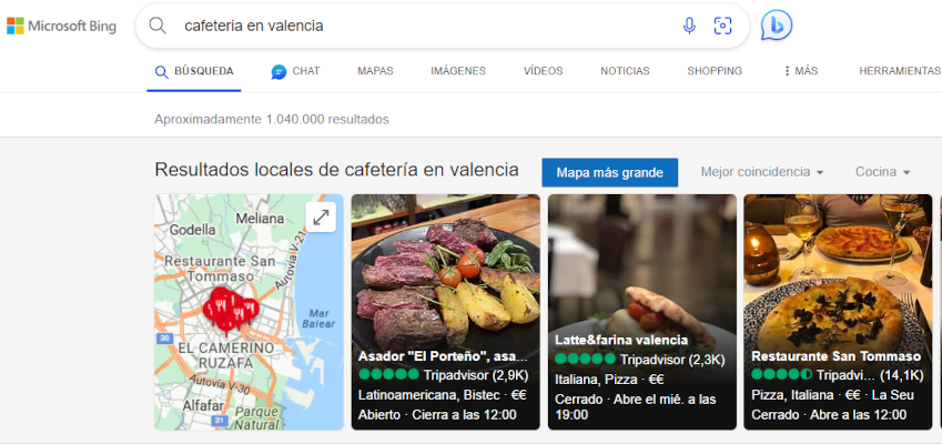 seo local presentado con la búsqueda de bing